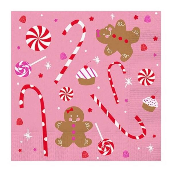 gingerbread candy print beverage napkins - cocktail napkins for sale online