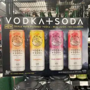white claw vodka and soda cans